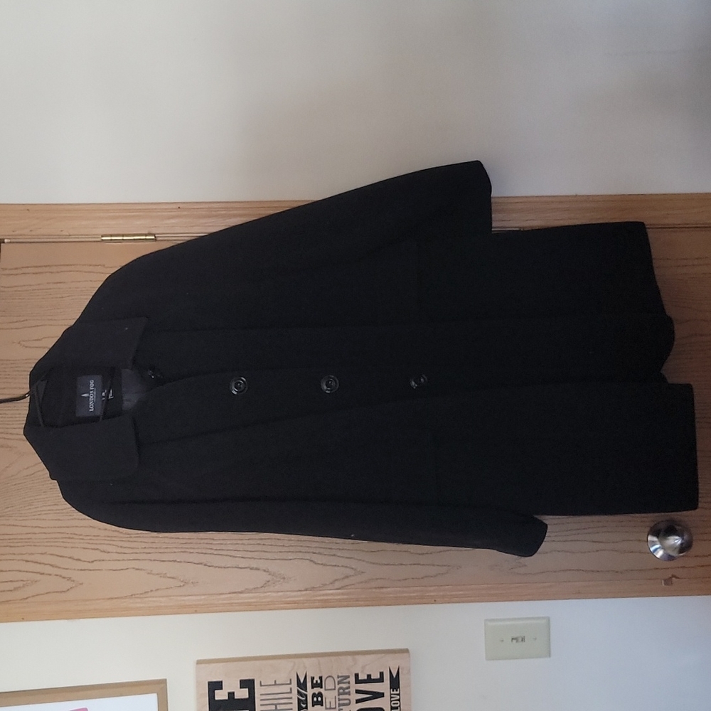 London Fog Black Long Overcoat